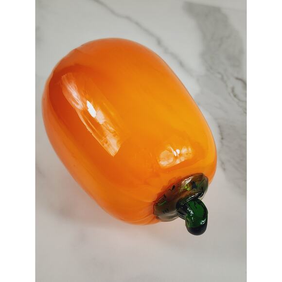 Art Glass Hand Blow Orange Squash Vegetable 5 1/2" Home Decor 90s Vintage - Picture 2 of 10